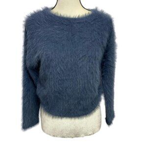 Women's Fuzzy Blue Sweater